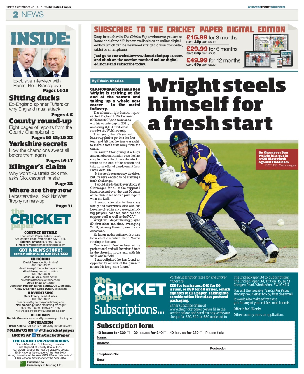 The Cricket Paper Preview Pages