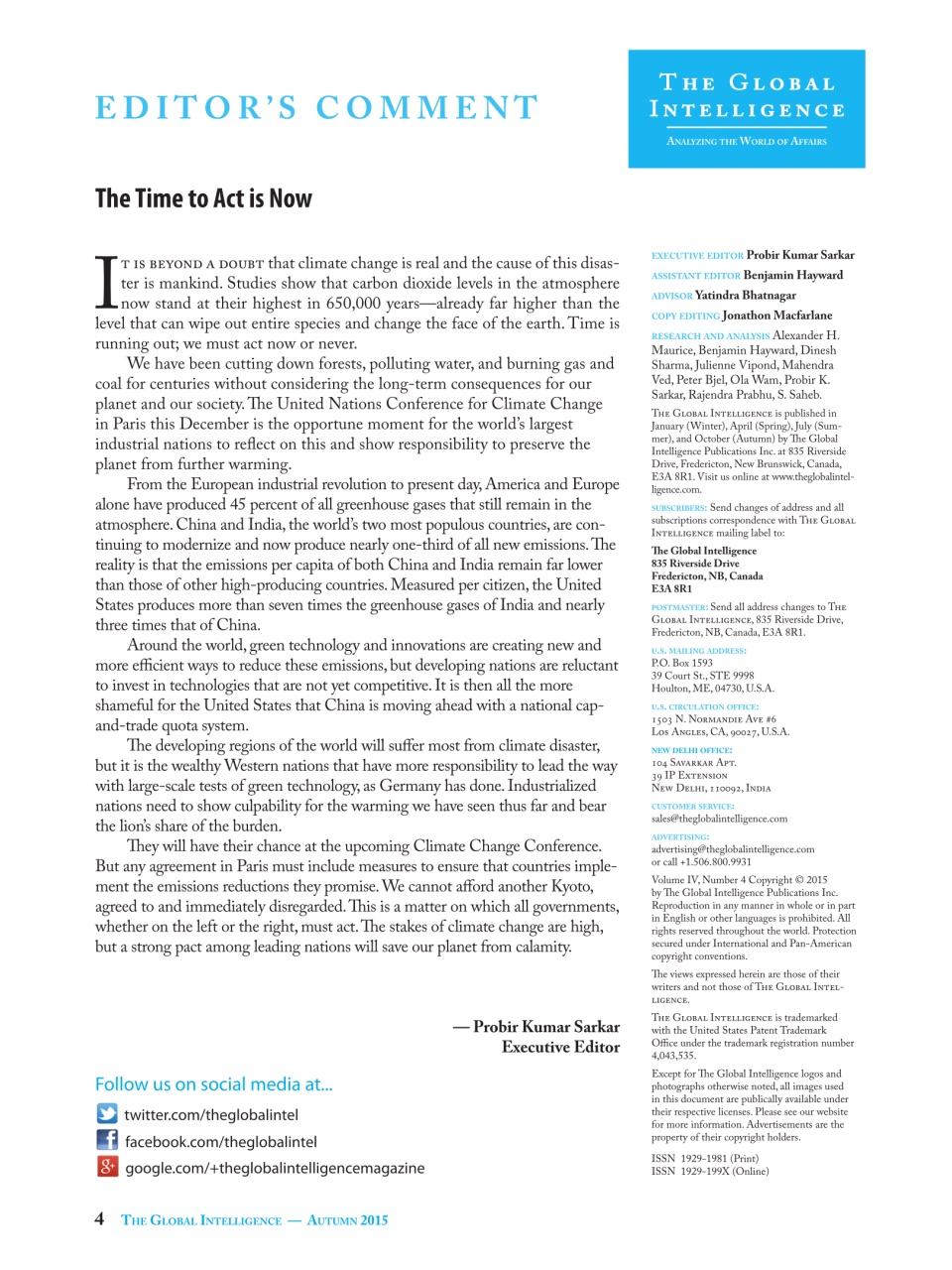 The Global Intelligence Preview Pages