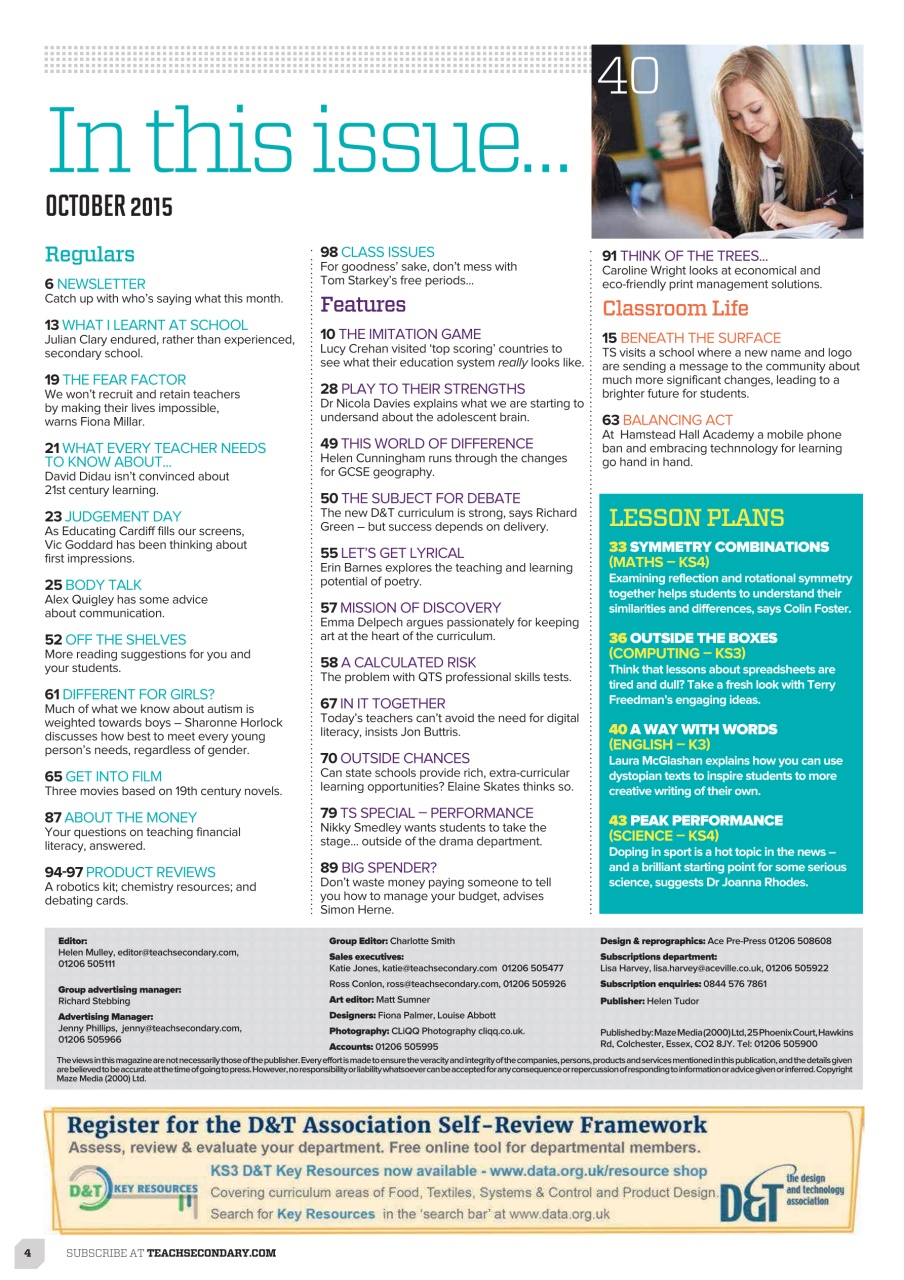 Teach Secondary Preview Pages