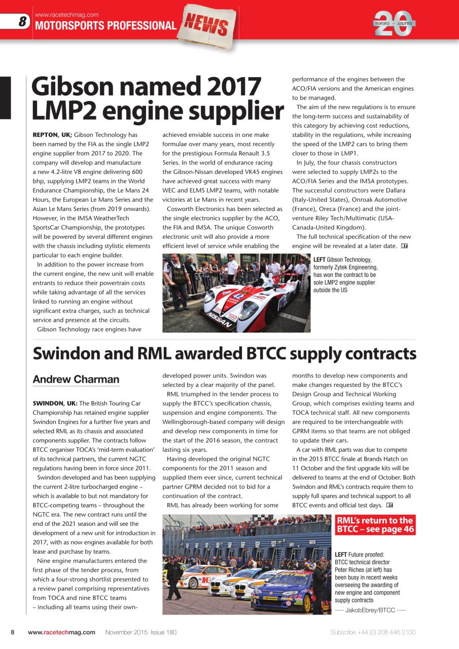 Race Tech Preview Pages