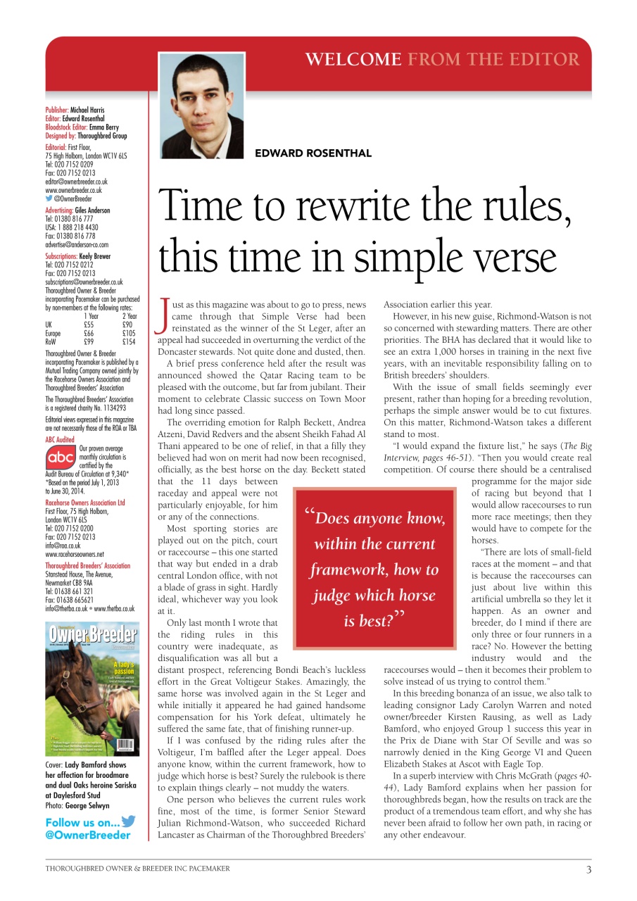 The Owner Breeder Preview Pages