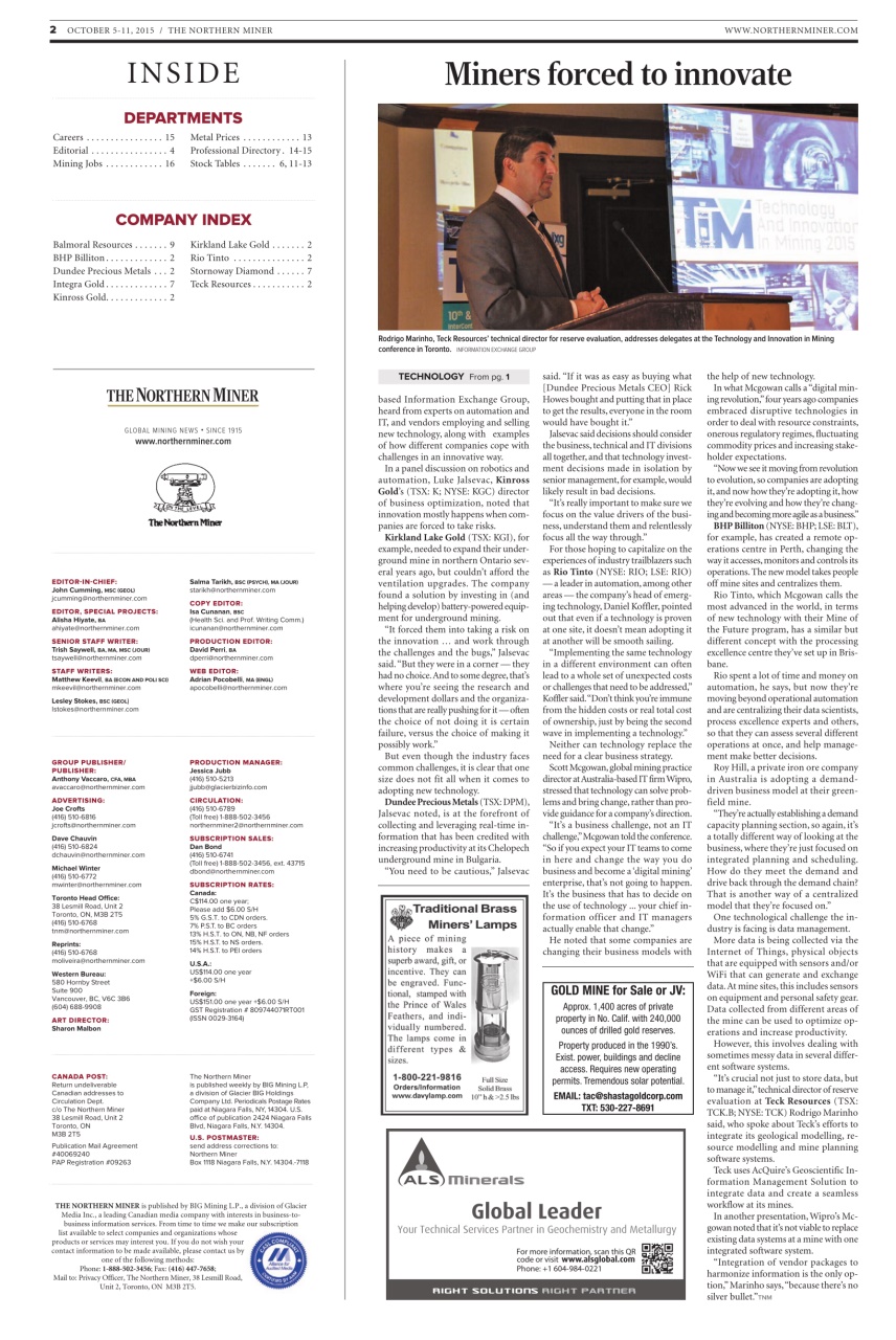 The Northern Miner Preview Pages