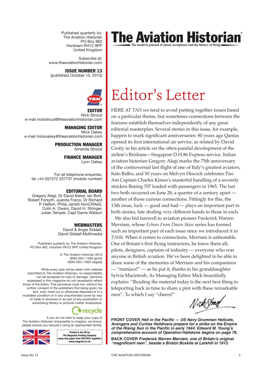 The Aviation Historian Magazine Preview Pages