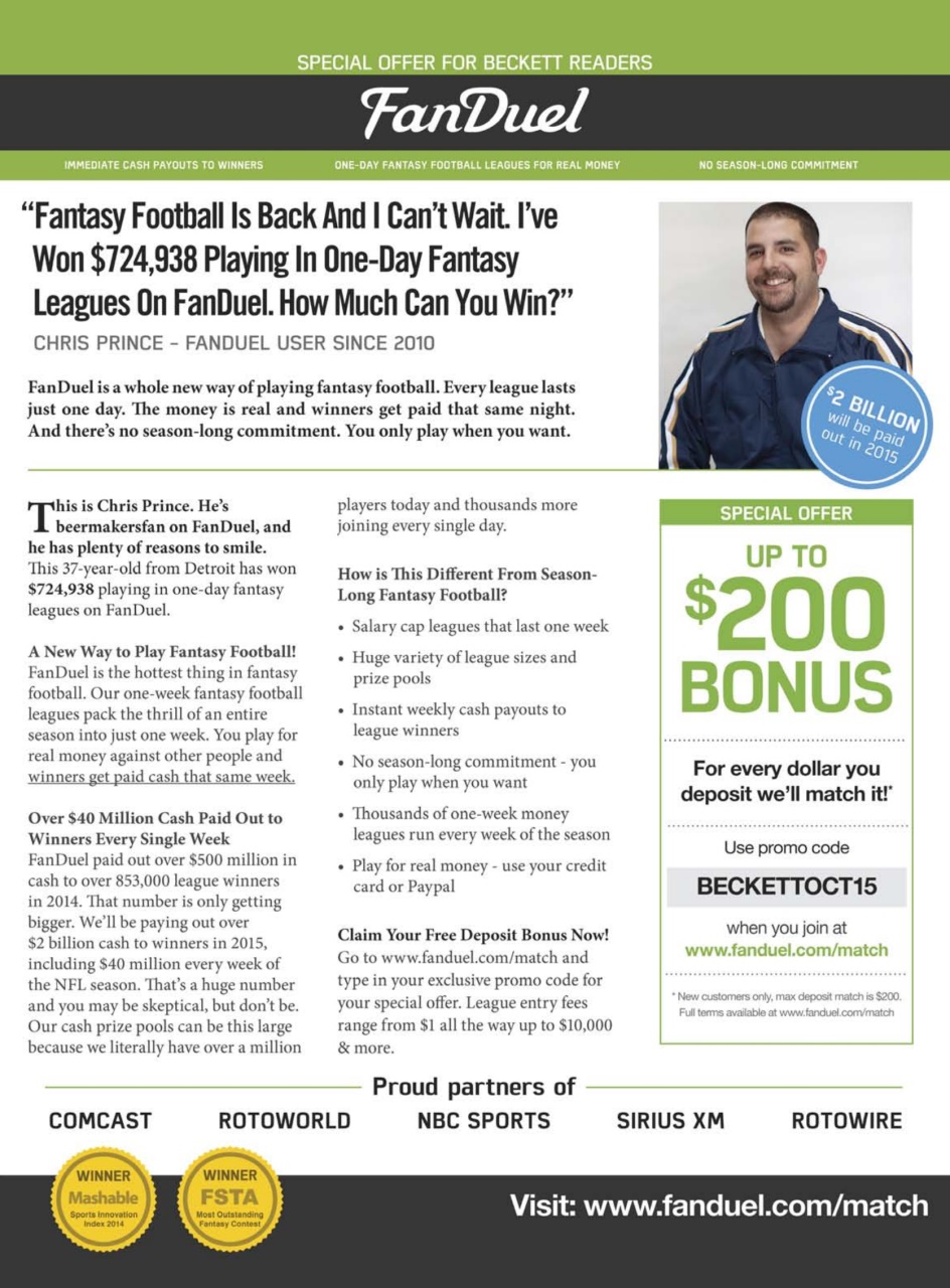 Beckett Football Magazine Preview Pages