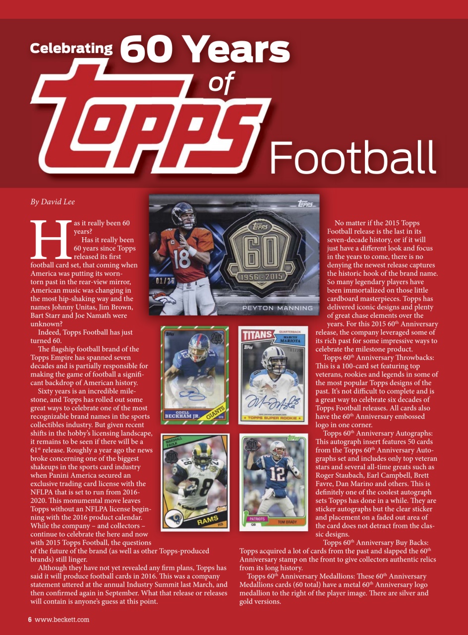 Beckett Football Magazine Preview Pages