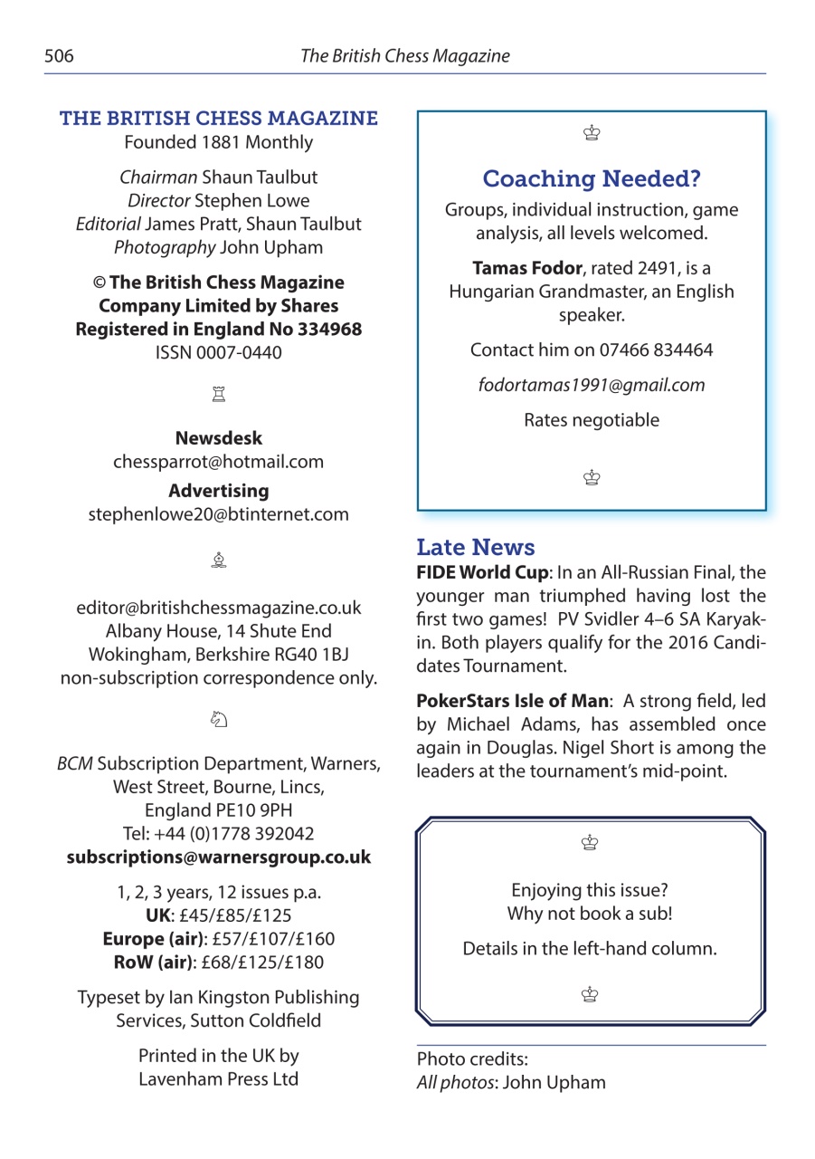 British Chess Magazine Preview Pages