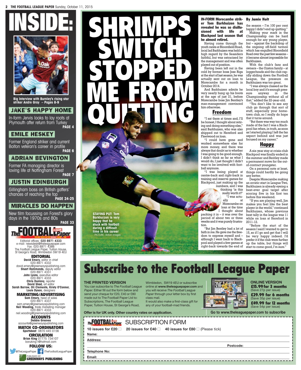 The Football League Paper Preview Pages