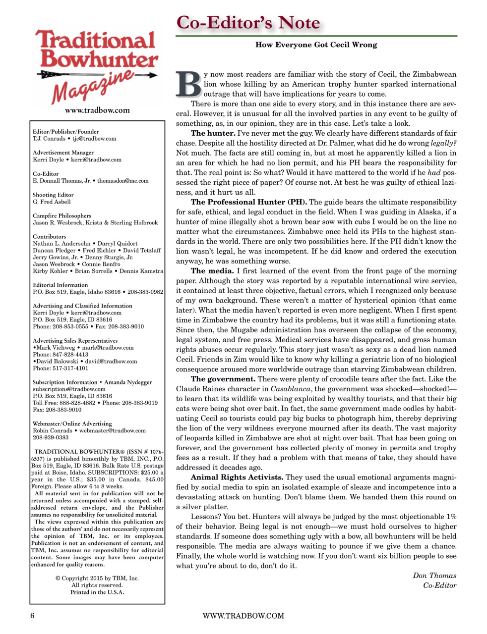 Traditional Bowhunter Magazine Preview Pages