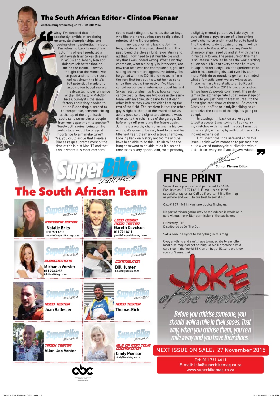 SuperBike South Africa Preview Pages