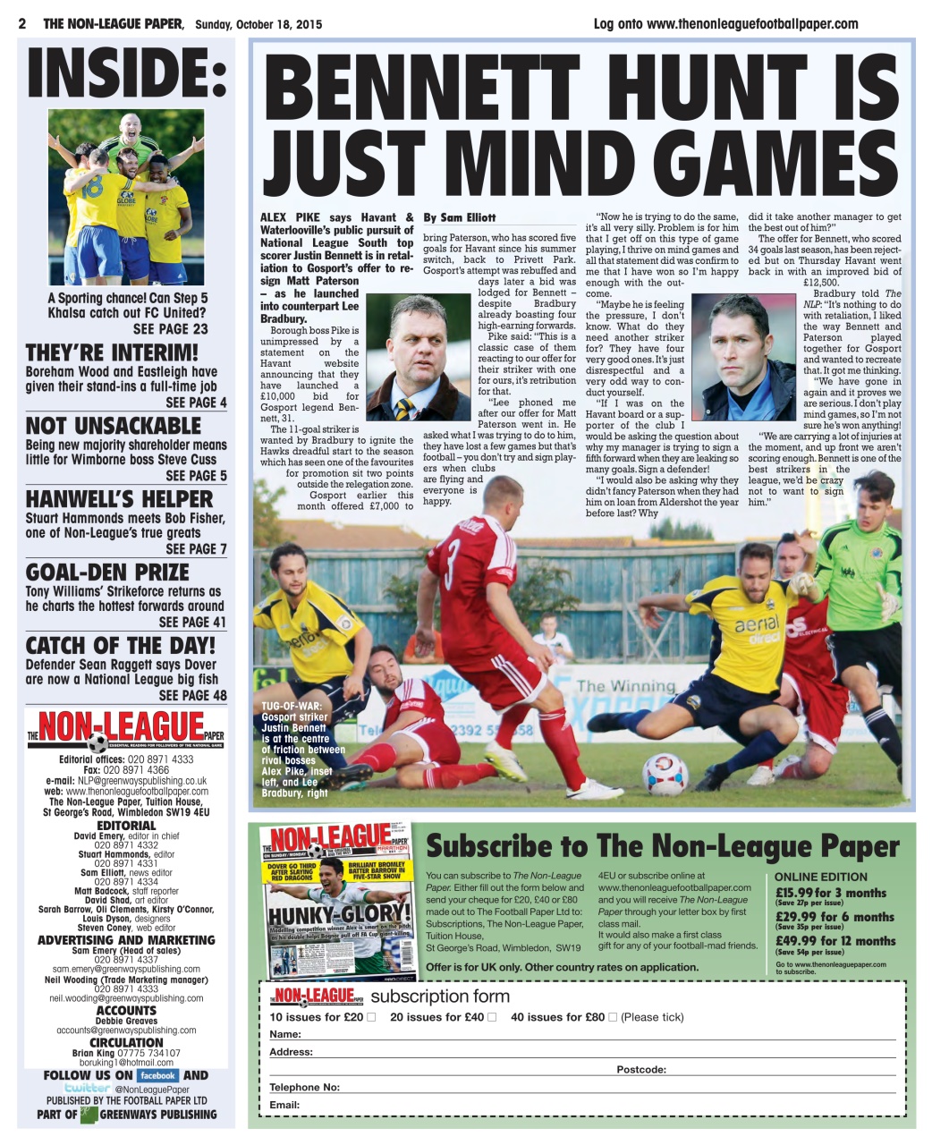 The Non-League Football Paper Preview Pages