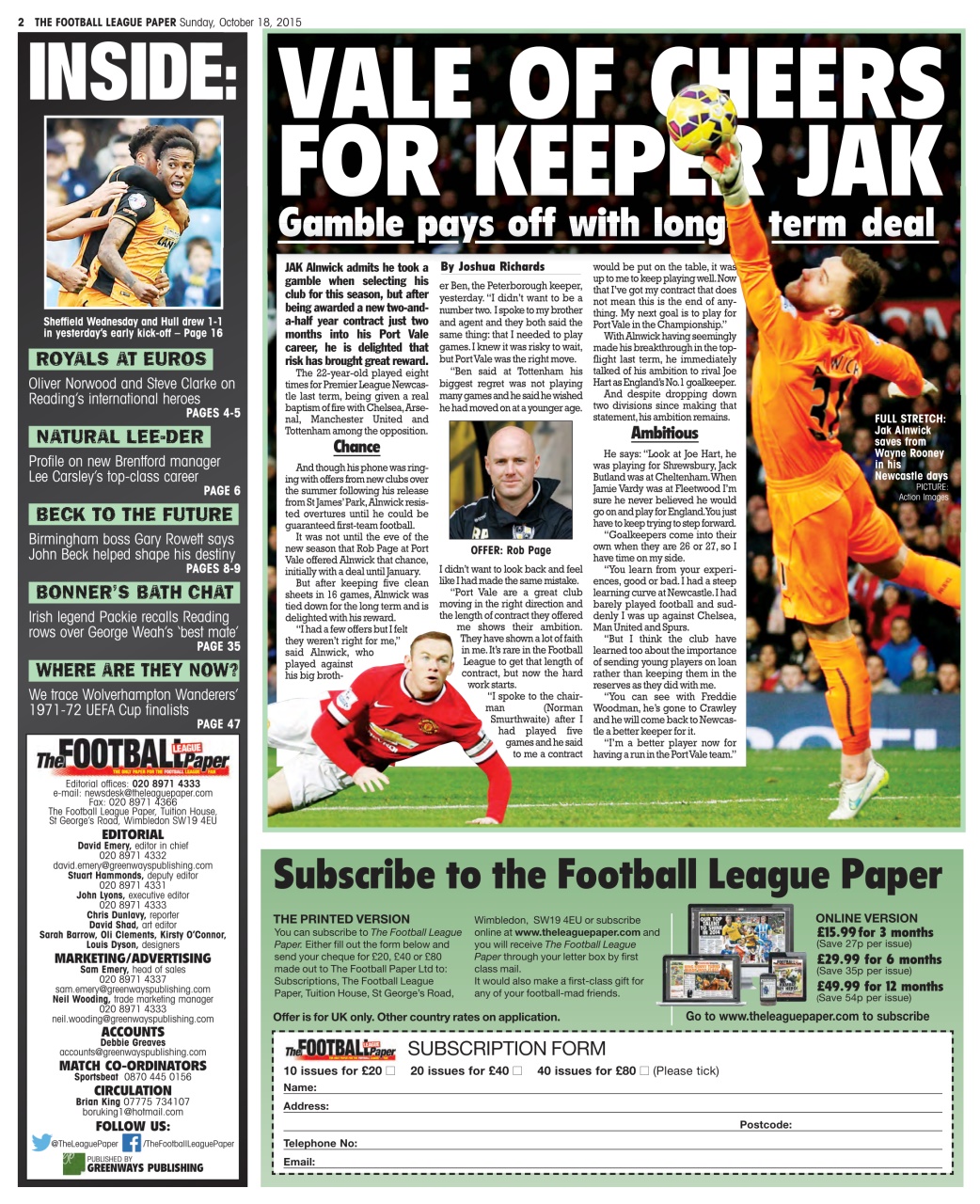 The Football League Paper Preview Pages