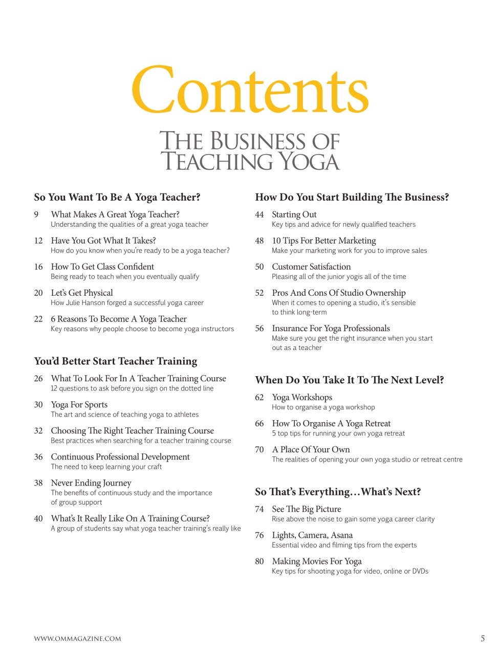 OM Yoga Magazine Preview Pages