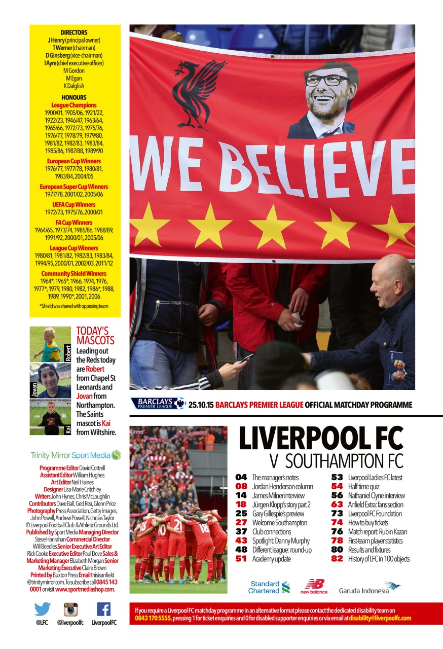 Liverpool FC Programmes Preview Pages