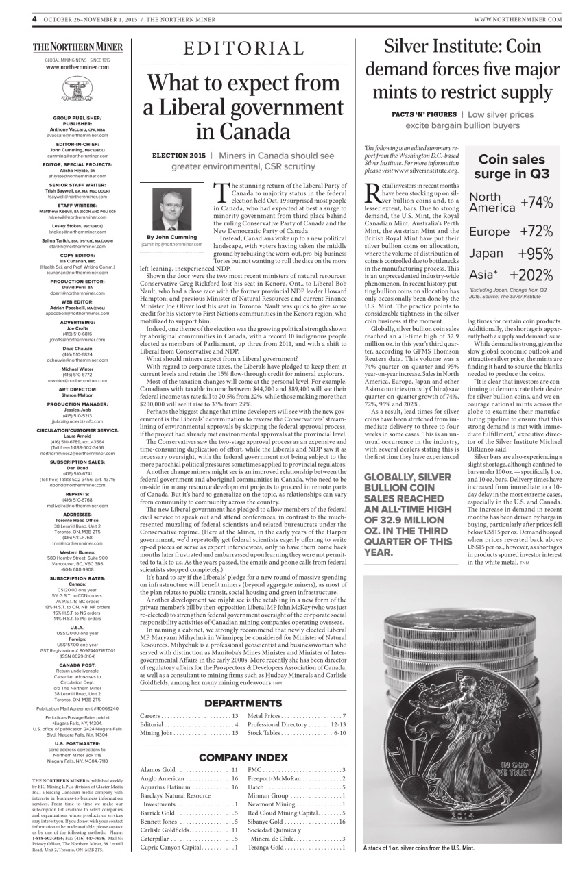 The Northern Miner Preview Pages