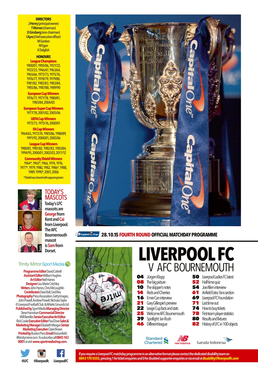 Liverpool FC Programmes Preview Pages
