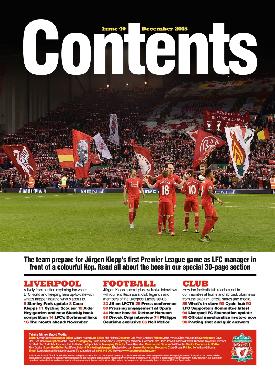 Liverpool FC Magazine Preview Pages