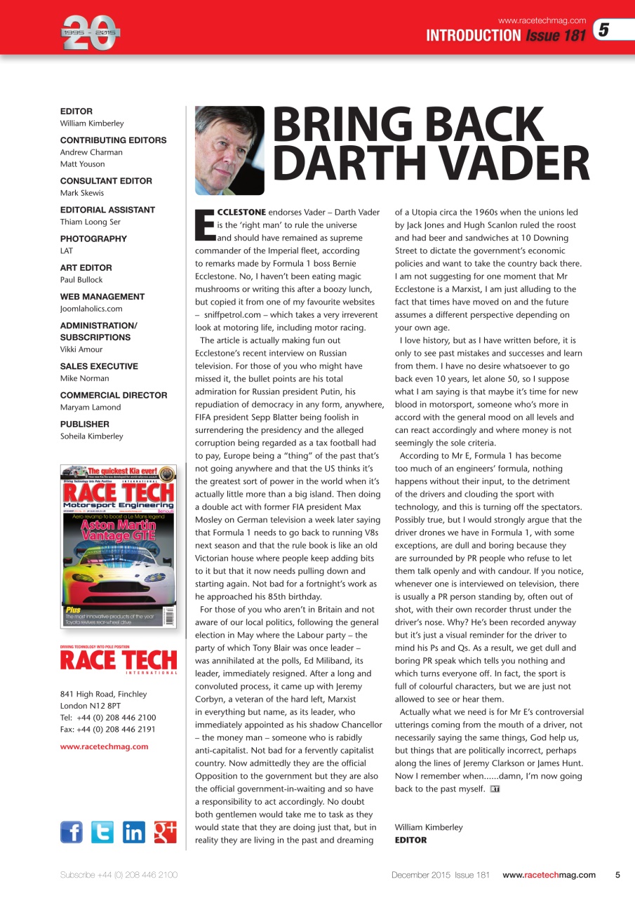 Race Tech Preview Pages