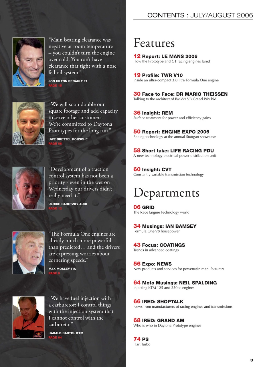 Race Engine Technology Preview Pages