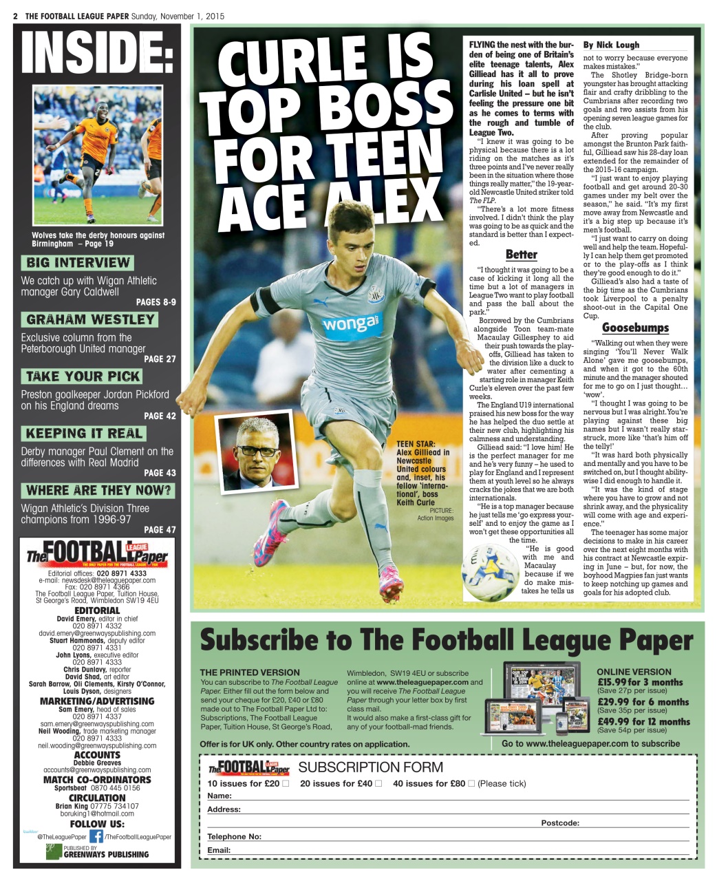 The Football League Paper Preview Pages