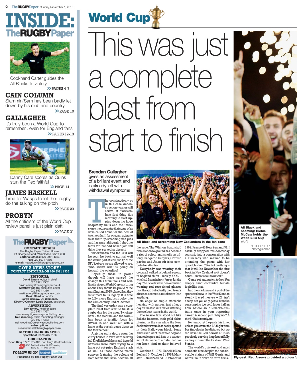 The Rugby Paper Preview Pages