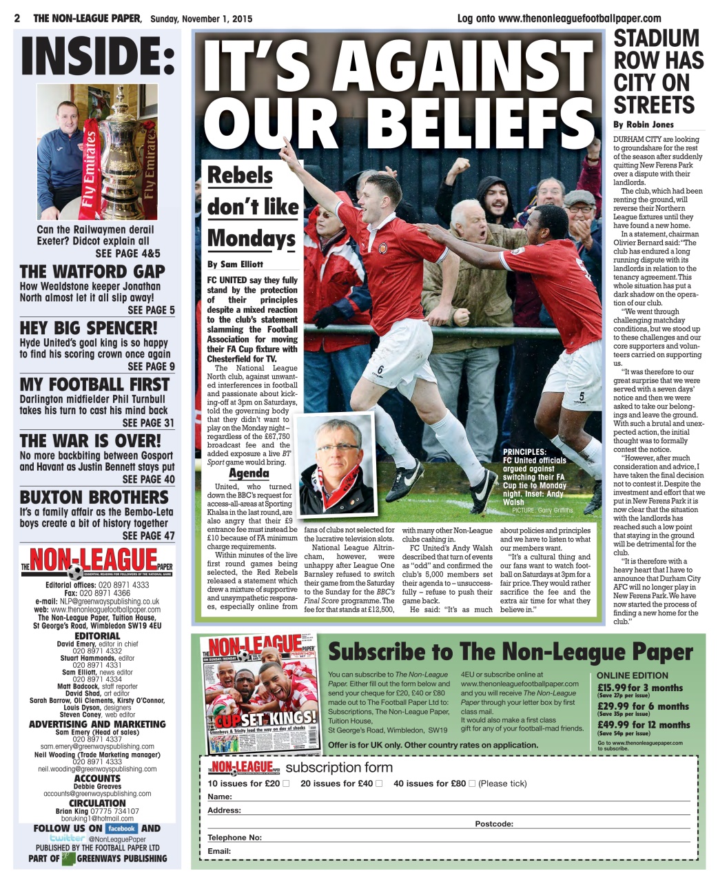 The Non-League Football Paper Preview Pages