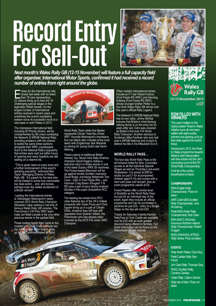 Pacenotes Rally magazine Preview Pages