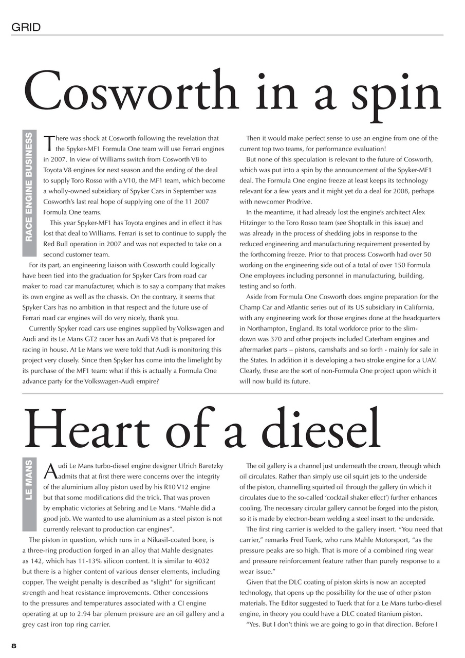 Race Engine Technology Preview Pages