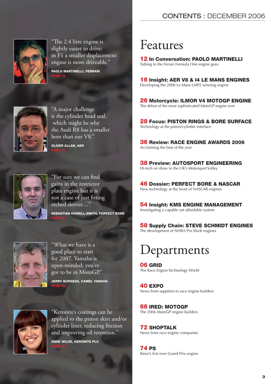 Race Engine Technology Preview Pages