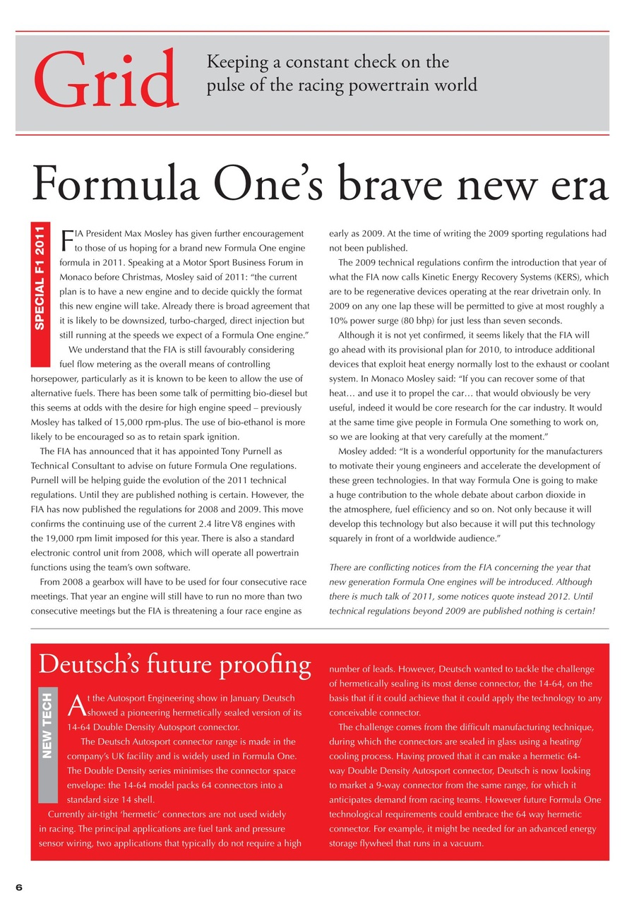 Race Engine Technology Preview Pages