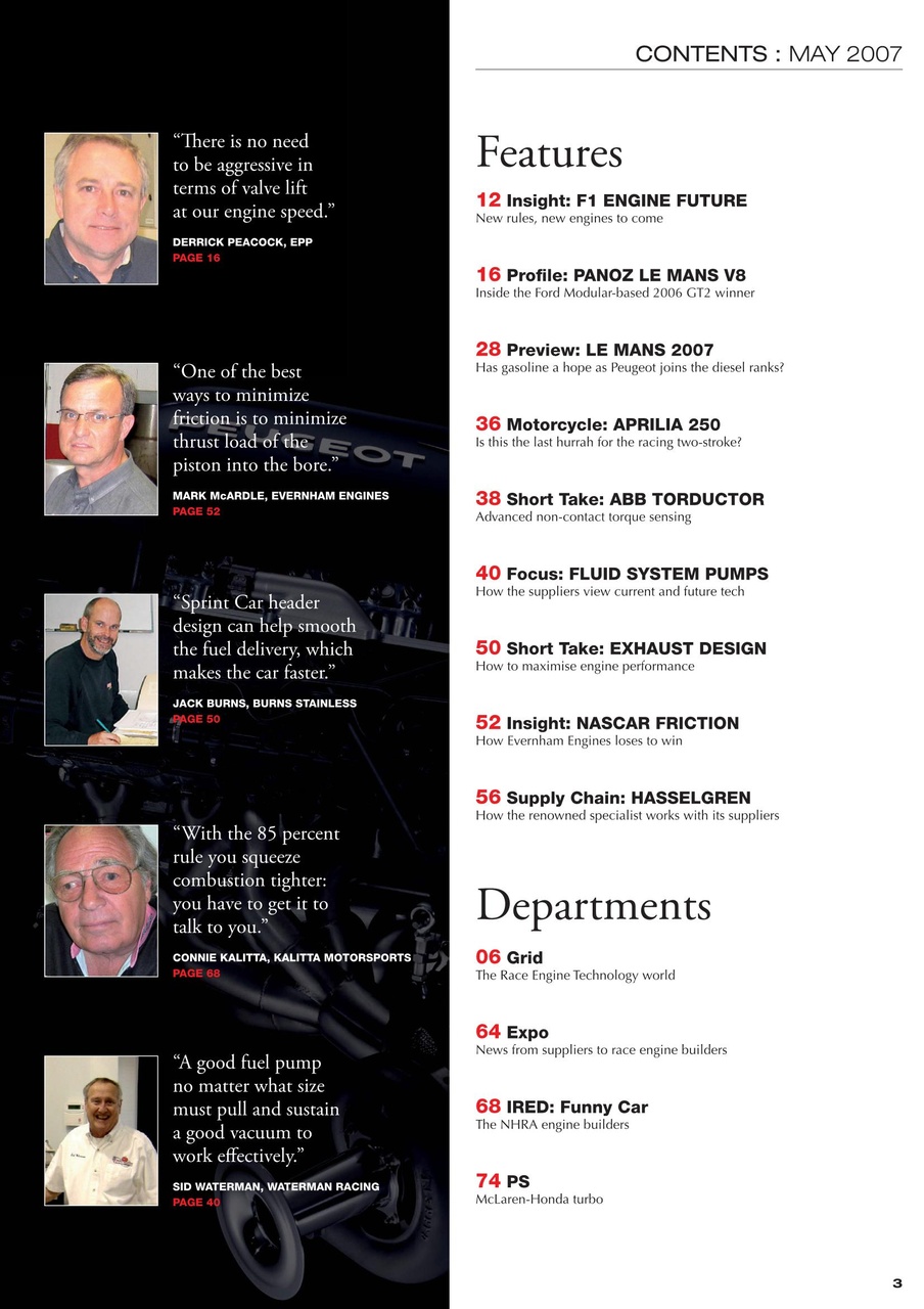 Race Engine Technology Preview Pages