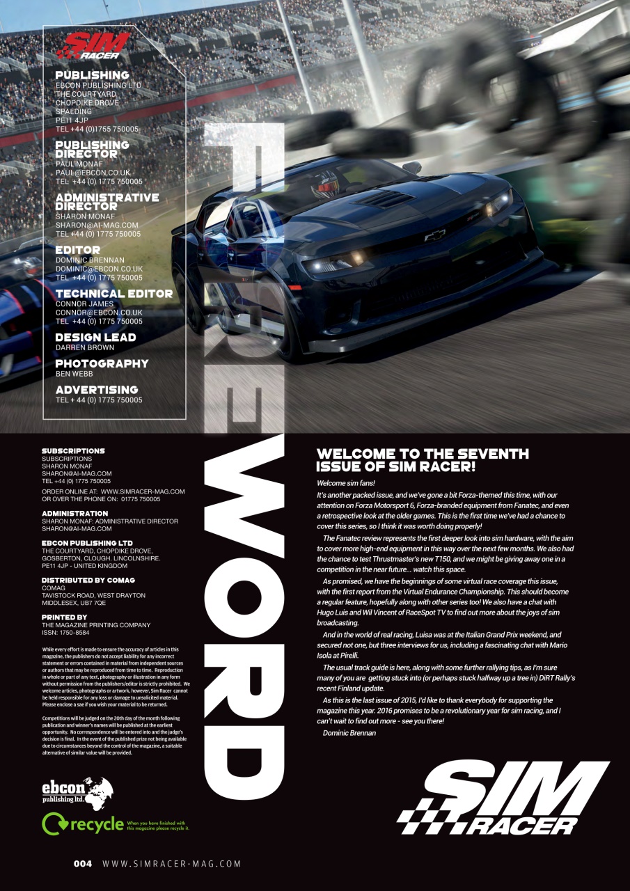 Sim Racer Preview Pages