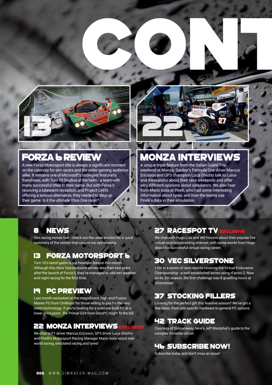 Sim Racer Preview Pages