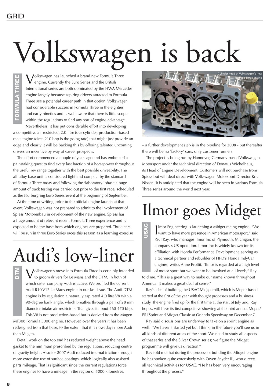 Race Engine Technology Preview Pages