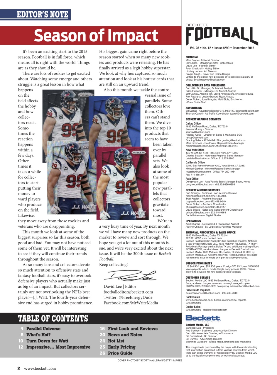 Beckett Football Magazine Preview Pages