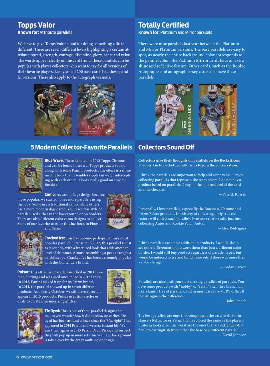 Beckett Football Magazine Preview Pages