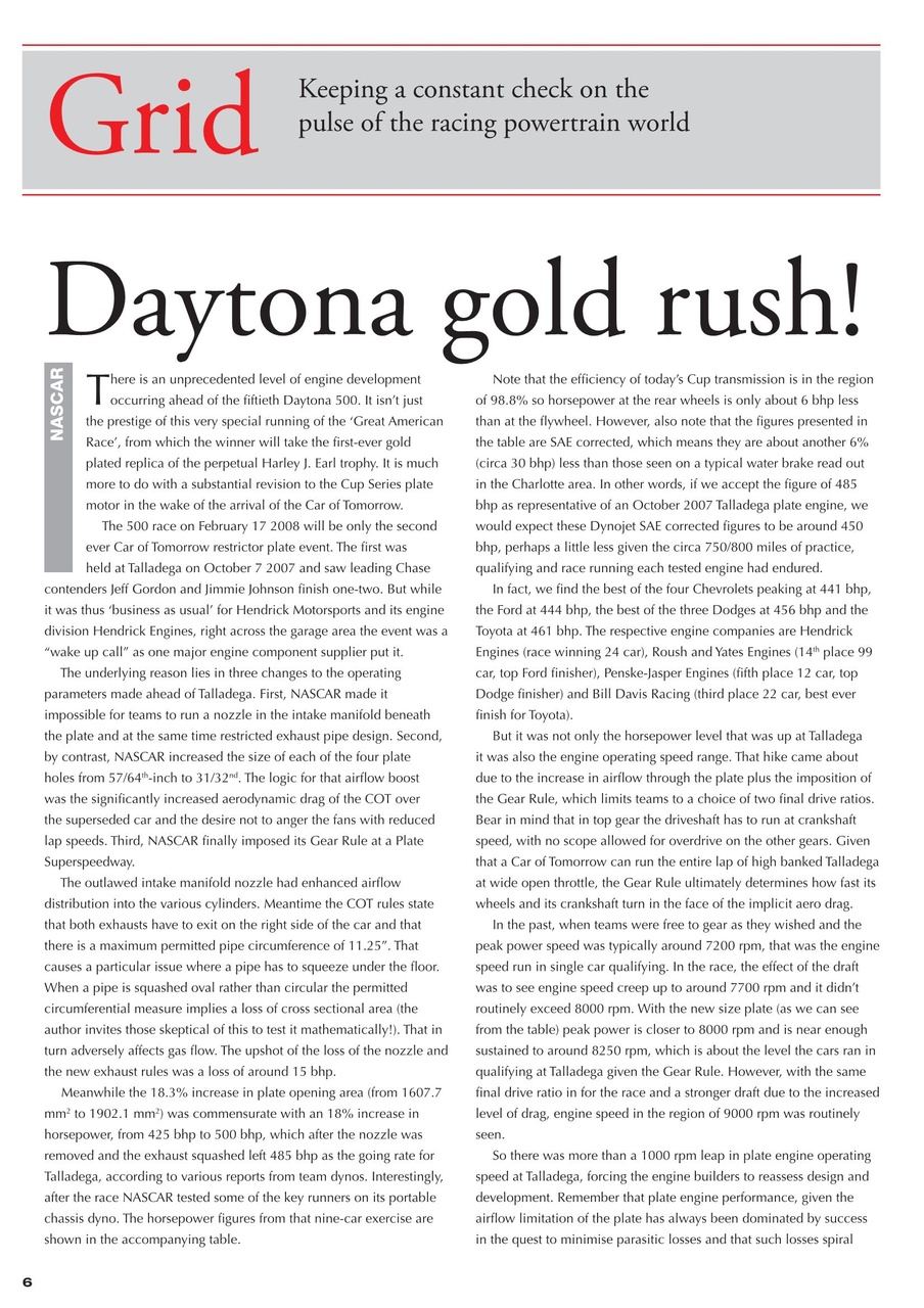 Race Engine Technology Preview Pages