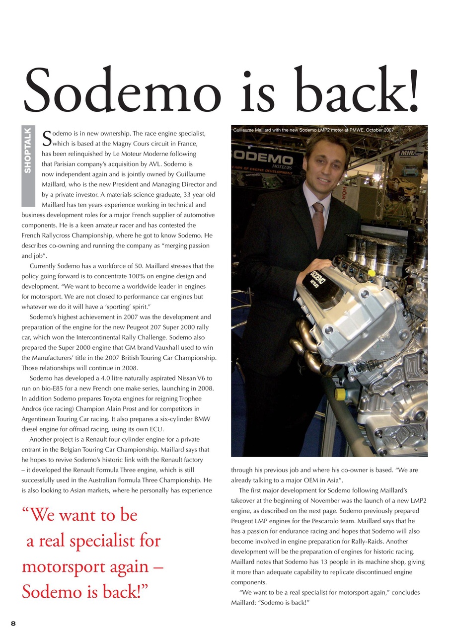 Race Engine Technology Preview Pages