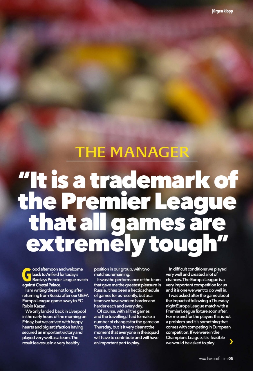 Liverpool FC Programmes Preview Pages