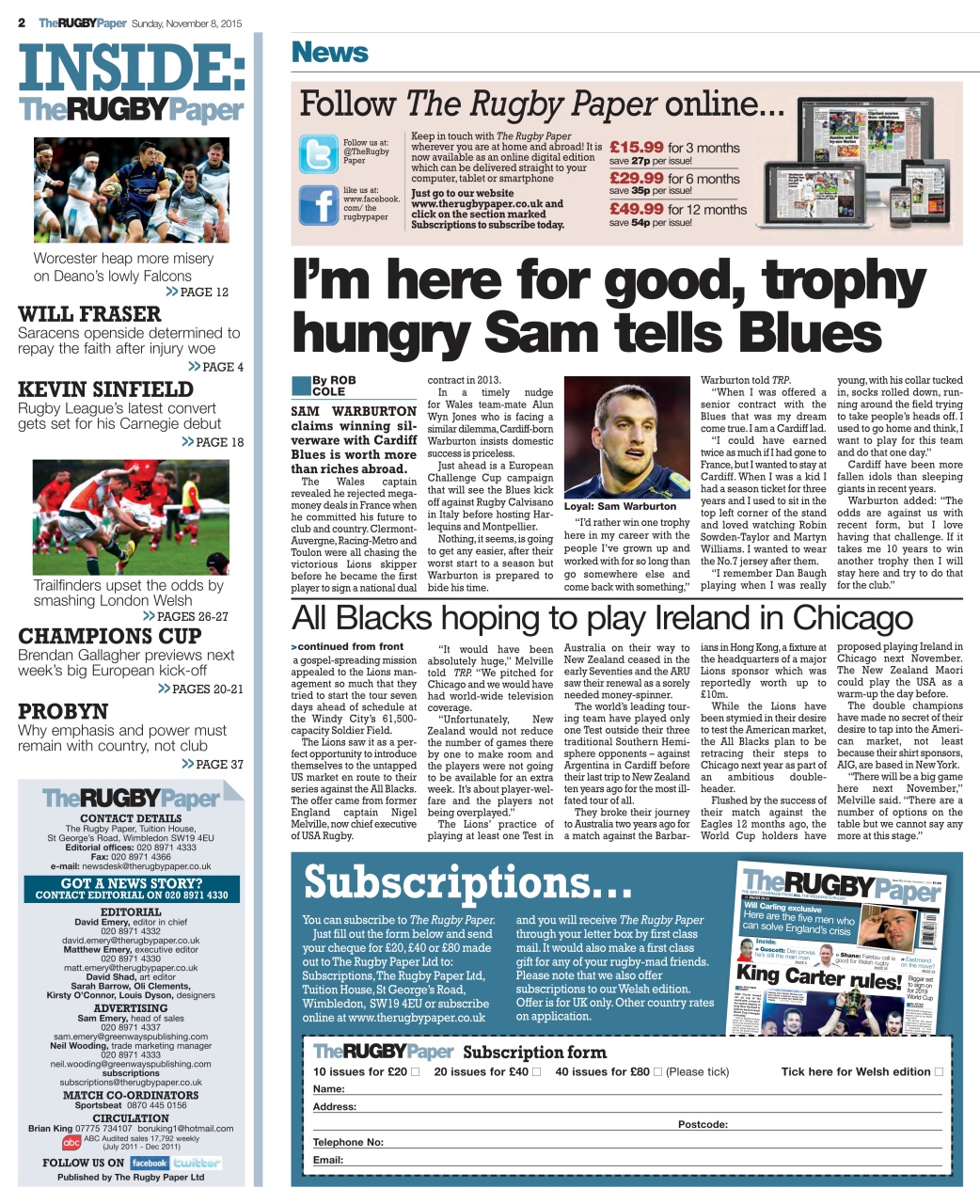 The Rugby Paper Preview Pages
