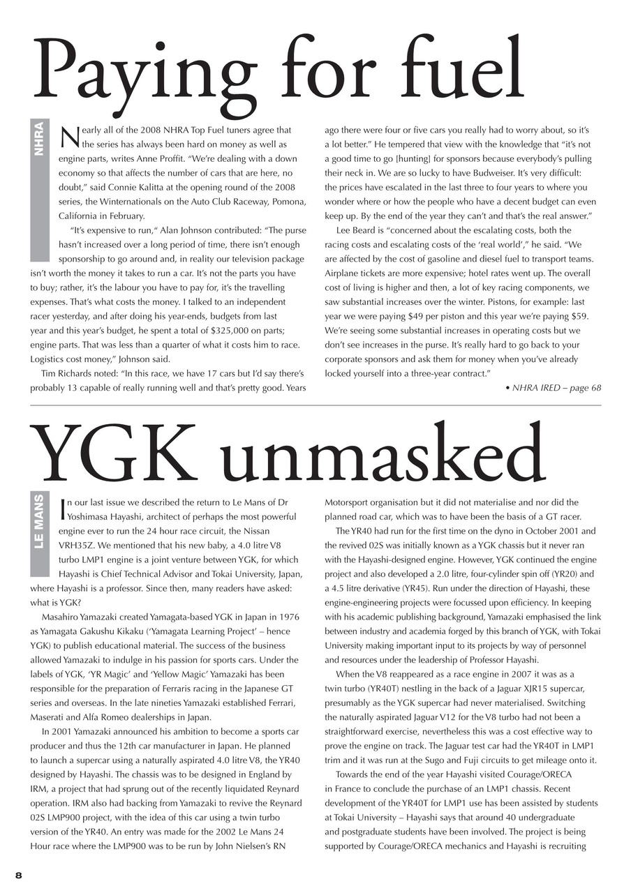 Race Engine Technology Preview Pages