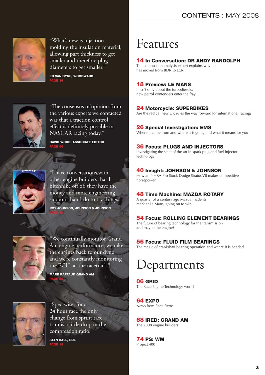 Race Engine Technology Preview Pages