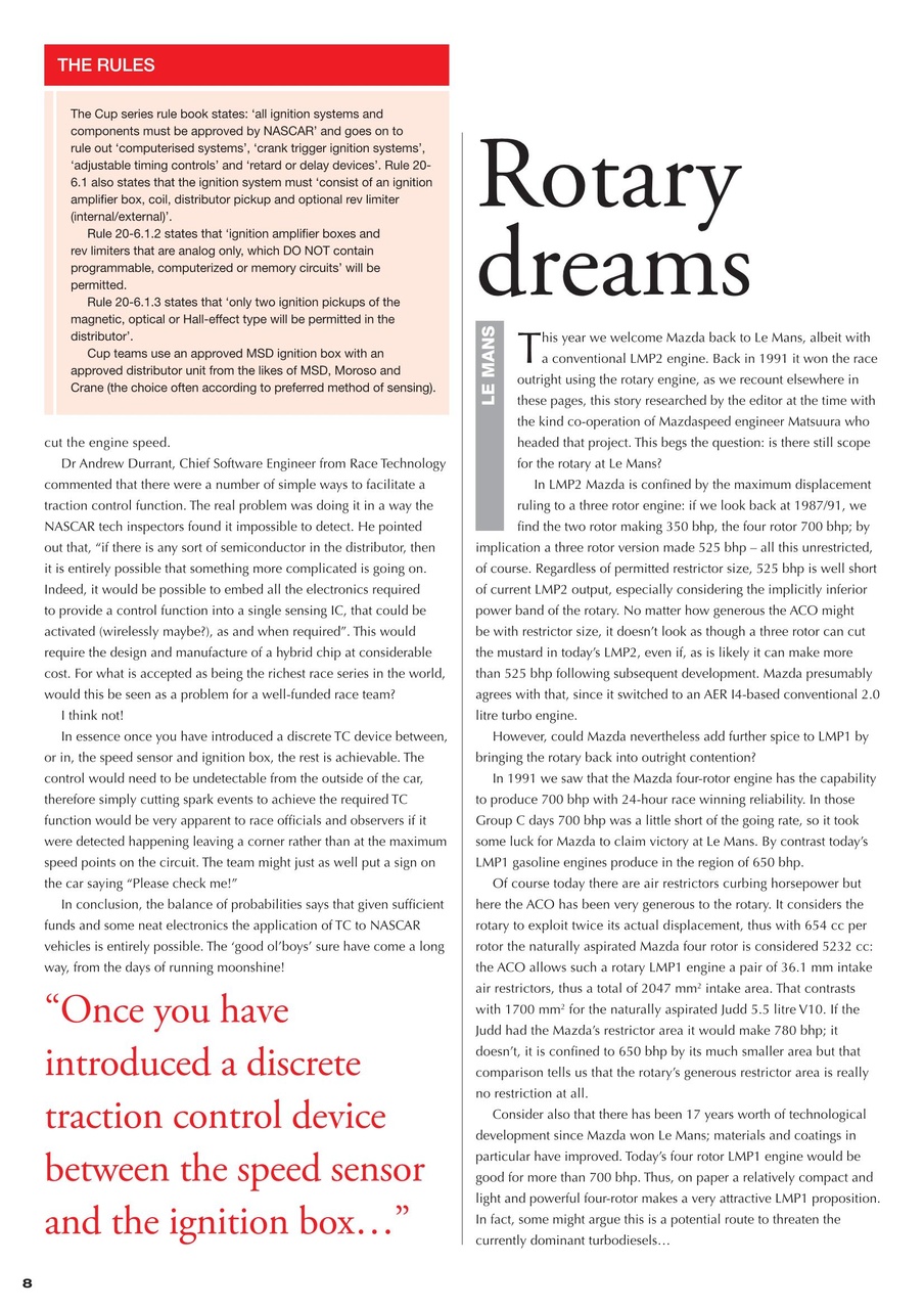 Race Engine Technology Preview Pages