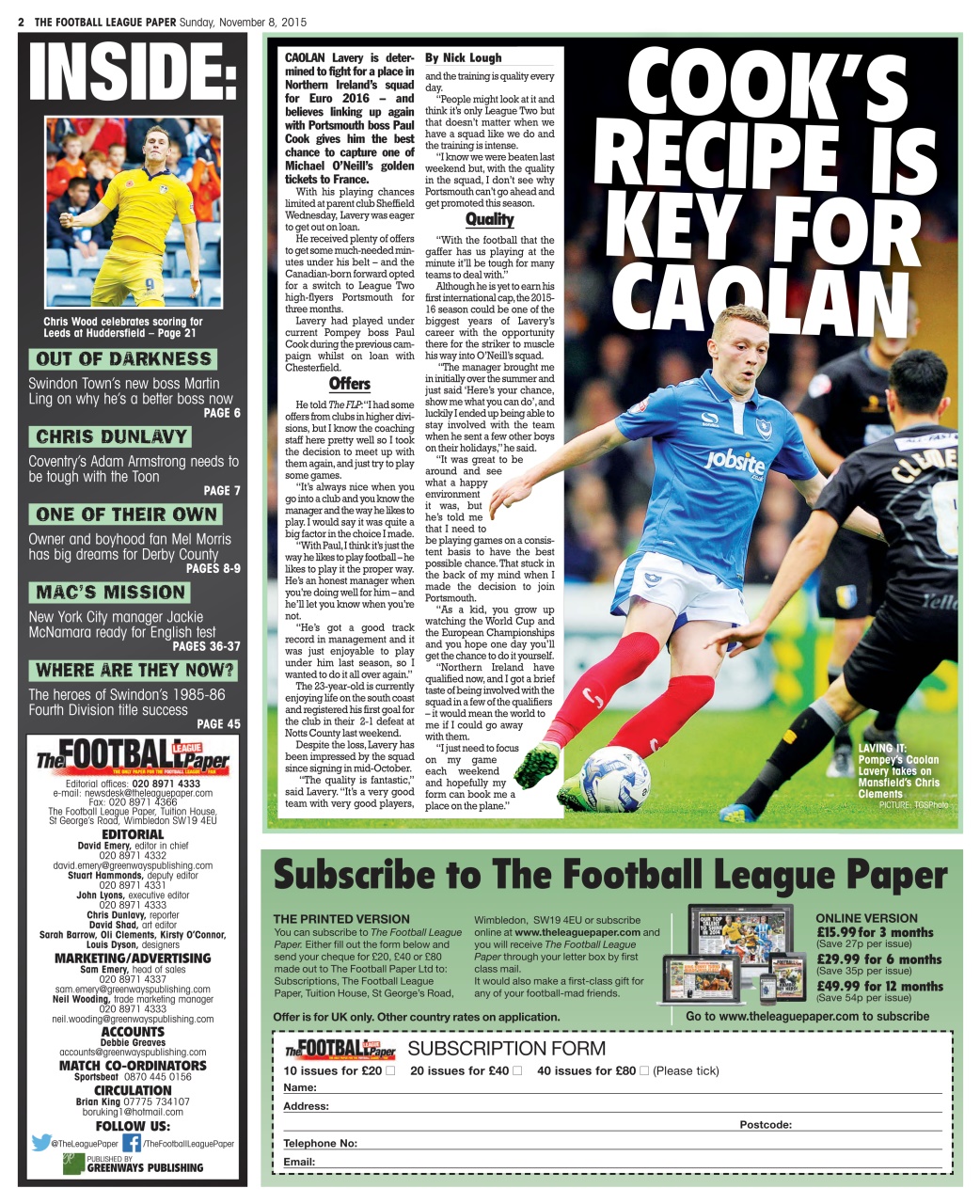 The Football League Paper Preview Pages