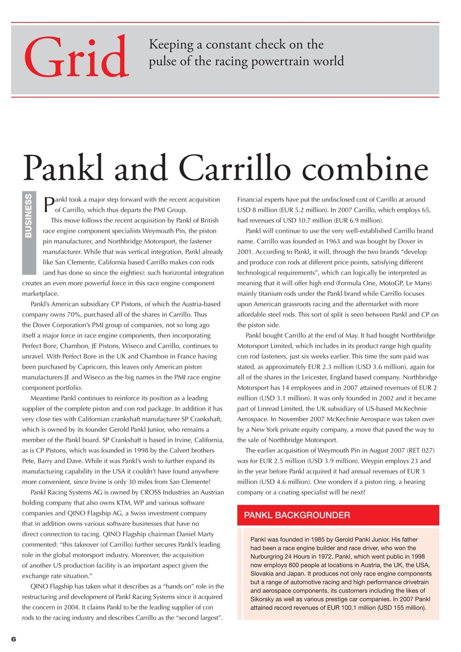 Race Engine Technology Preview Pages