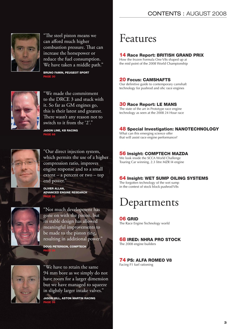 Race Engine Technology Preview Pages