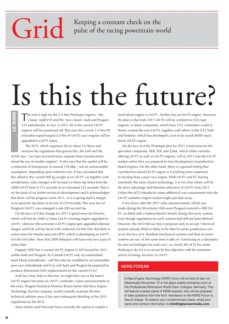 Race Engine Technology Preview Pages