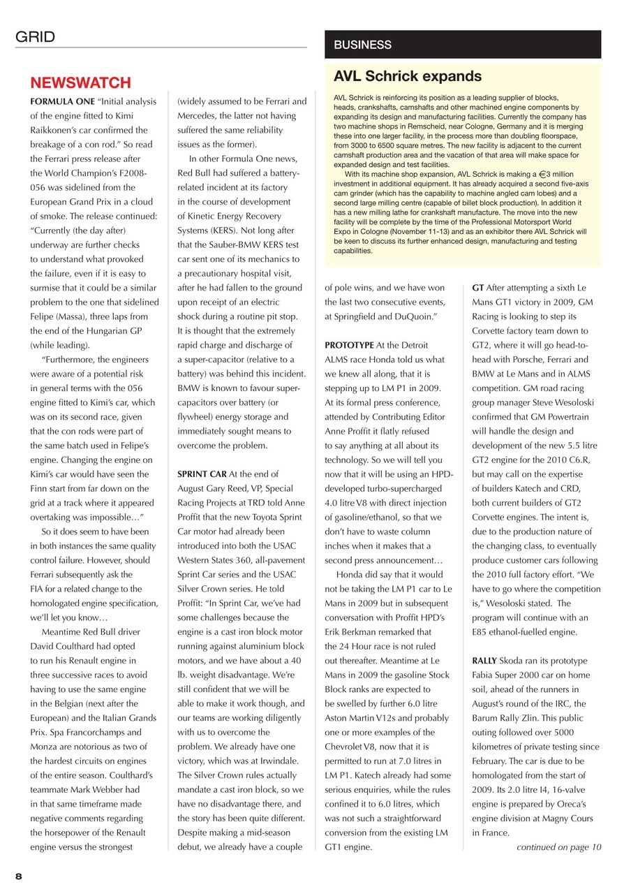 Race Engine Technology Preview Pages