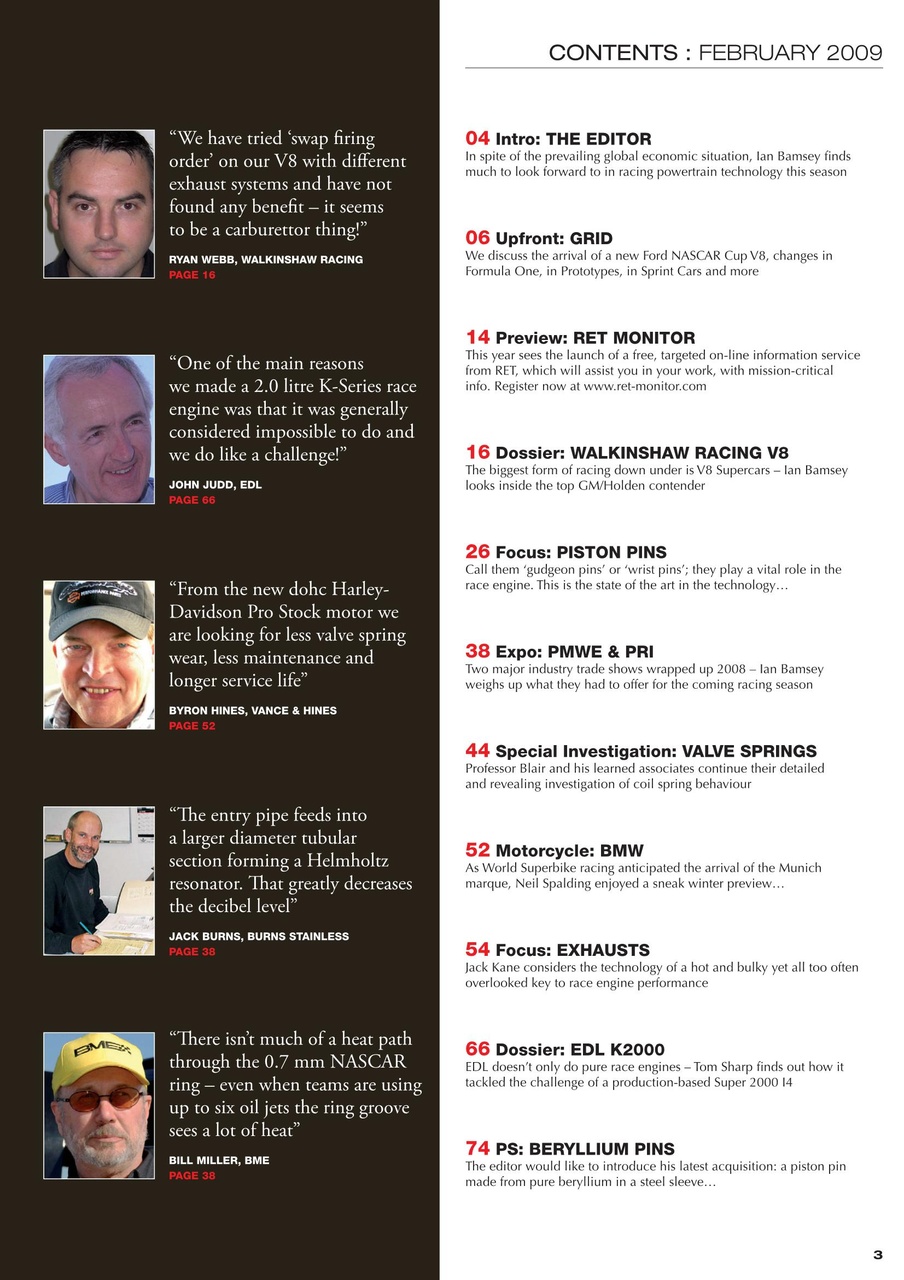 Race Engine Technology Preview Pages