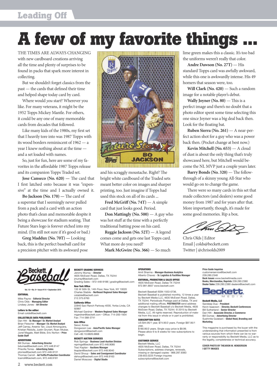 Beckett Baseball Magazine Preview Pages