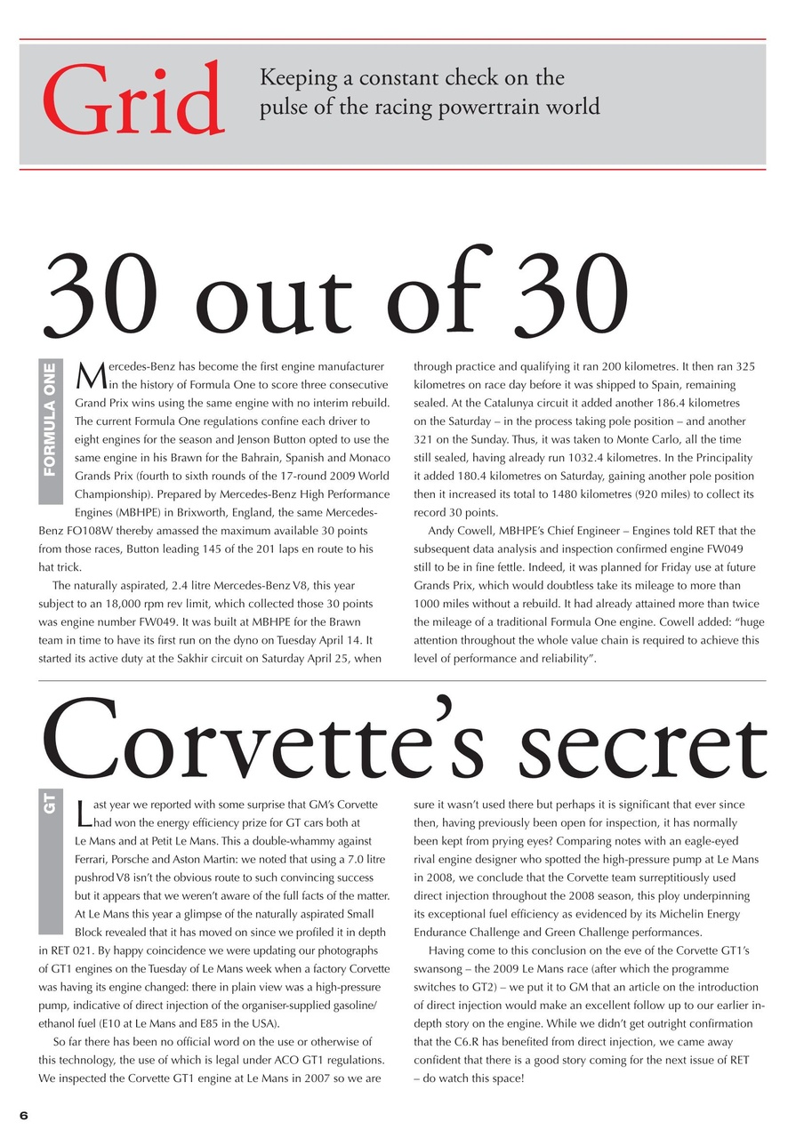 Race Engine Technology Preview Pages